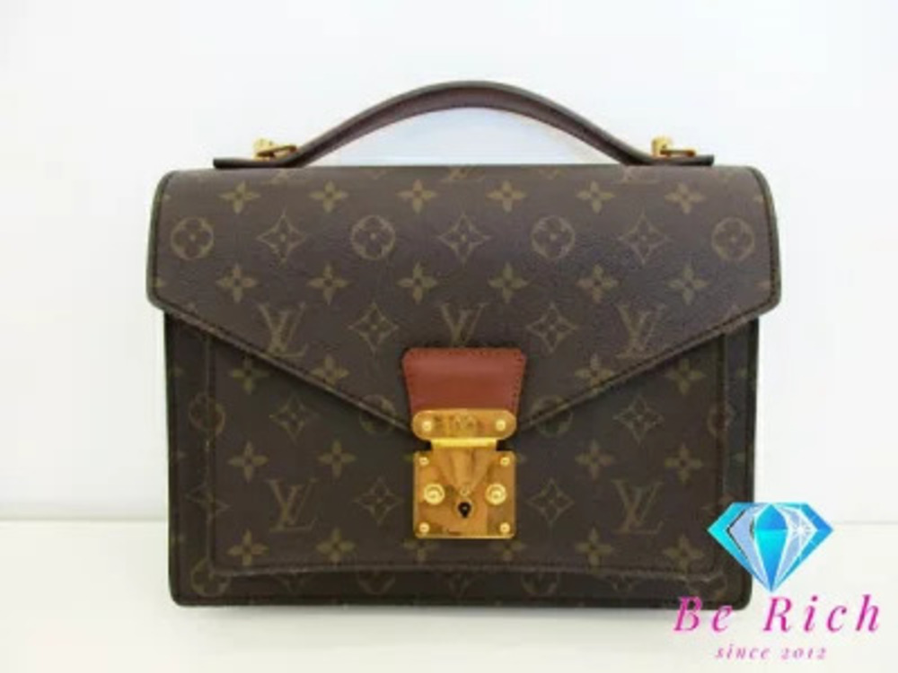 Louis Vuitton Monogram Monceau LV Brown Leather Shoulder Bag Handbag Business